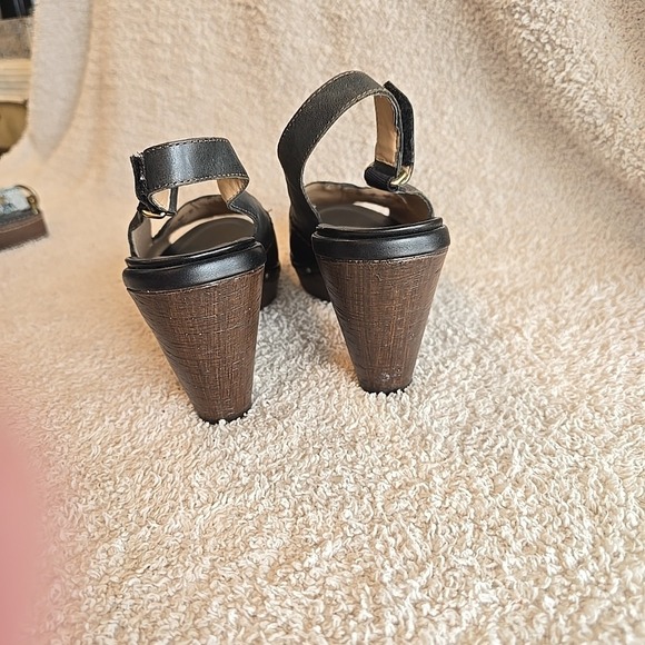 Naturalizer N5 Contour Honey Heeled Platform Slingback Sandals Black Leather 7 - Picture 8 of 16